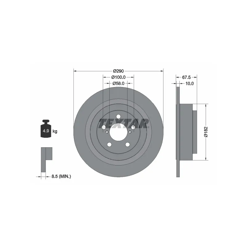 Jeu de 2 disques de frein arrière TEXTAR 92158800