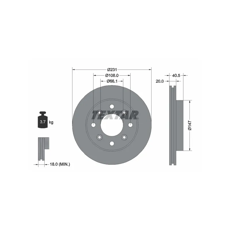 Jeu de 2 disques de frein avant TEXTAR 92158900