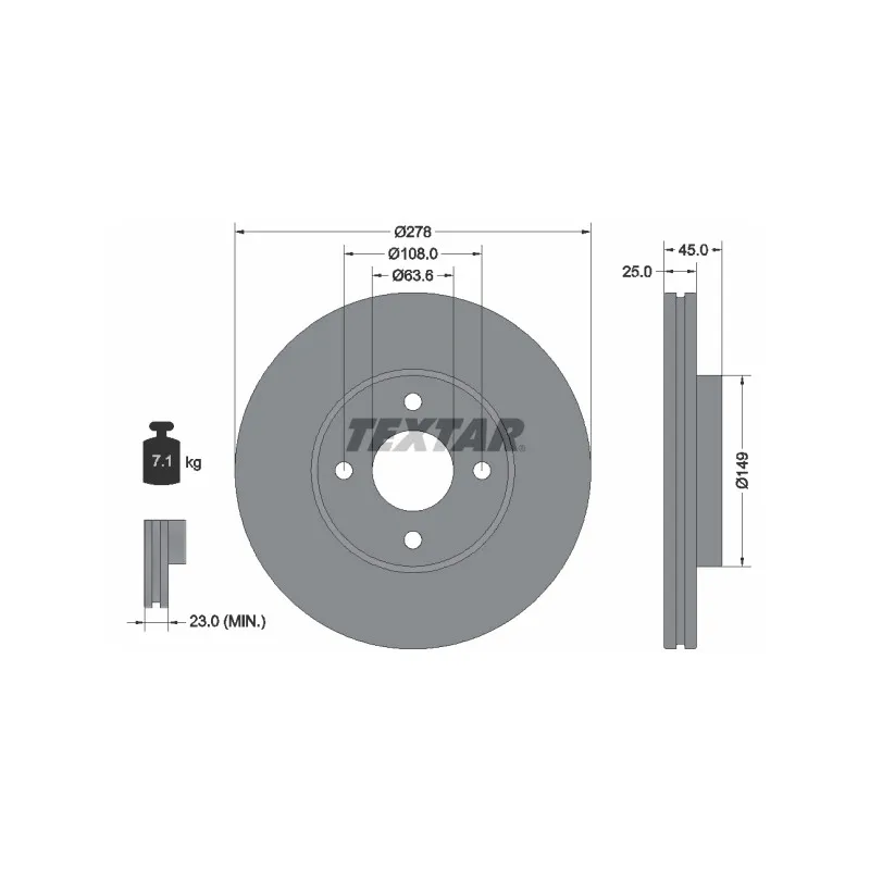 Jeu de 2 disques de frein avant TEXTAR 92159003