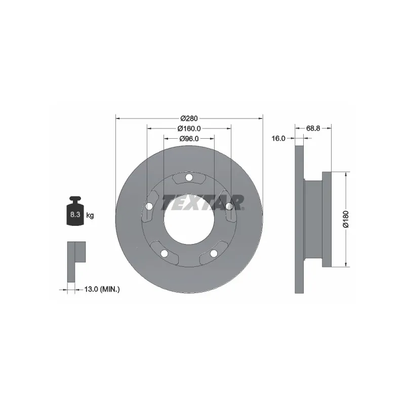 Jeu de 2 disques de frein arrière TEXTAR 92159100