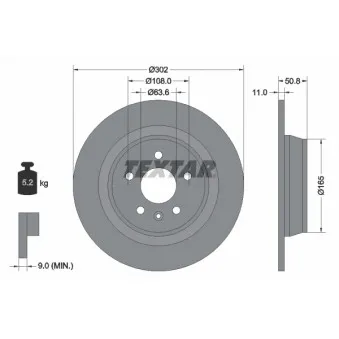 Jeu de 2 disques de frein arrière TEXTAR 92159303