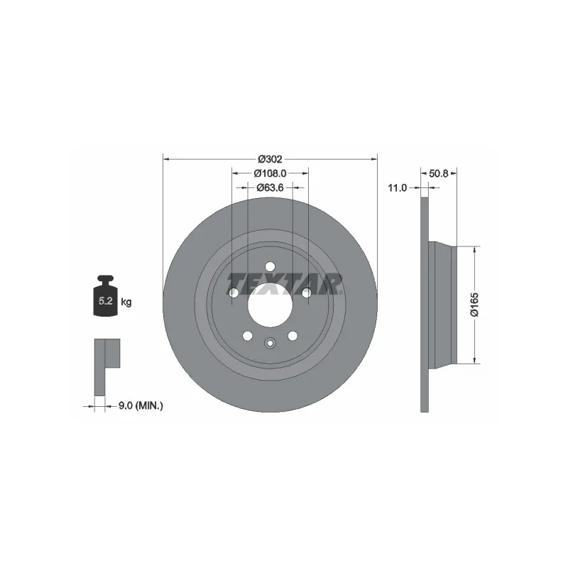 Jeu de 2 disques de frein arrière TEXTAR 92159303