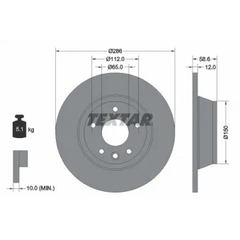 Jeu de 2 disques de frein arrière TEXTAR 92159403