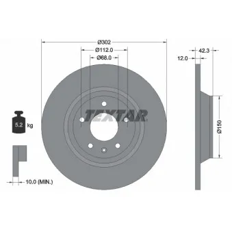 Jeu de 2 disques de frein arrière TEXTAR 92159503