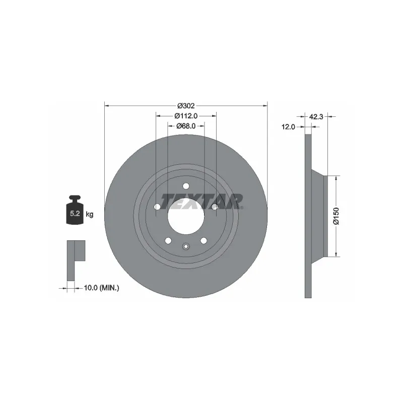 Jeu de 2 disques de frein arrière TEXTAR 92159503