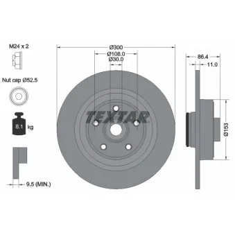 Jeu de 2 disques de frein arrière TEXTAR 92159803