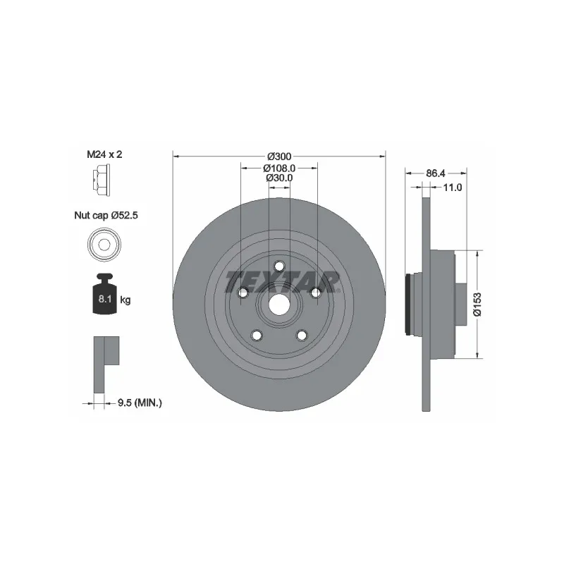 Jeu de 2 disques de frein arrière TEXTAR 92159803