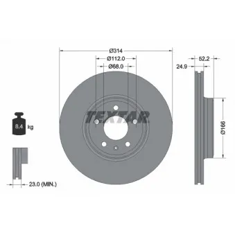 Jeu de 2 disques de frein avant TEXTAR 92159903