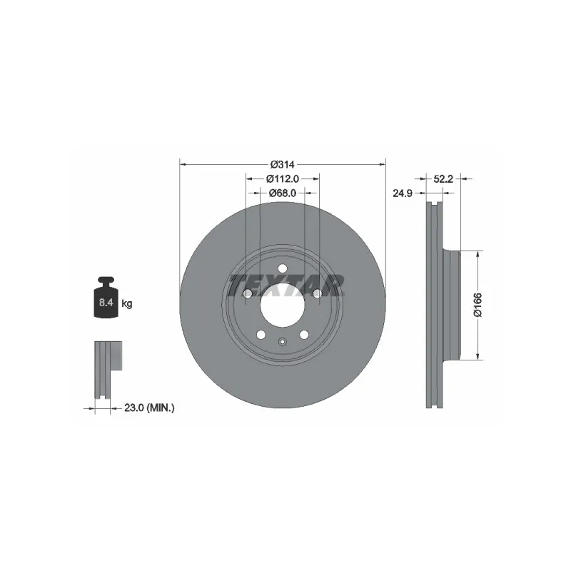 Jeu de 2 disques de frein avant TEXTAR 92159903