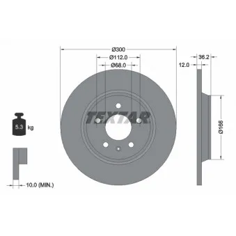 Jeu de 2 disques de frein arrière TEXTAR 92160103