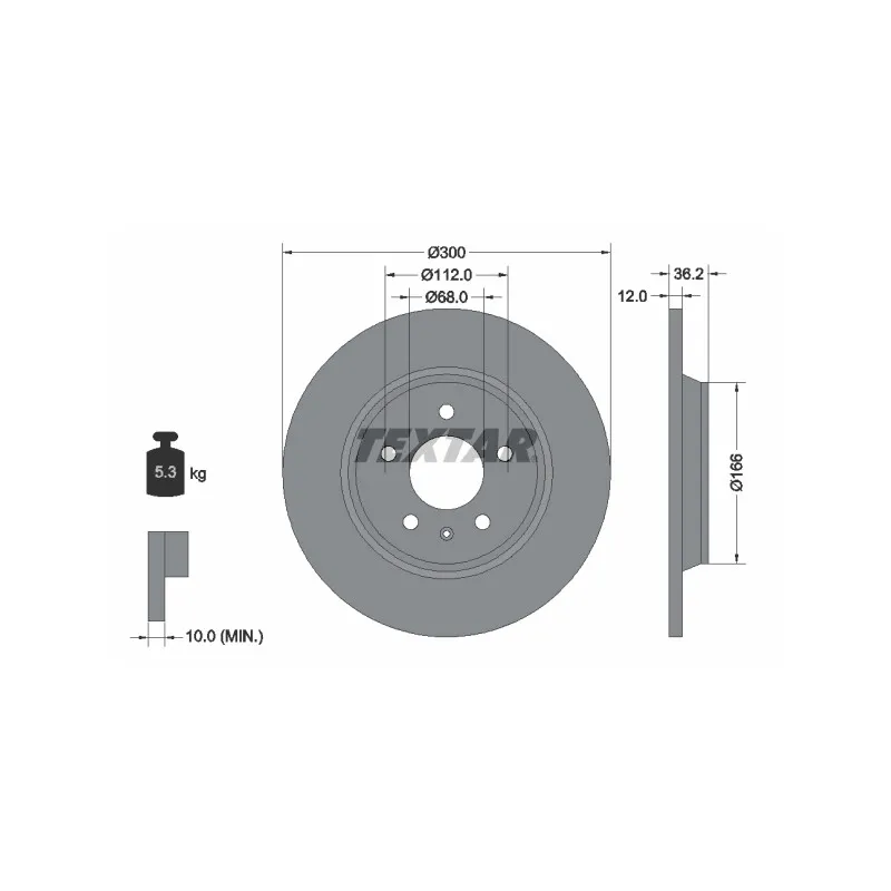 Jeu de 2 disques de frein arrière TEXTAR 92160103