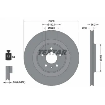 Jeu de 2 disques de frein arrière TEXTAR 92160303