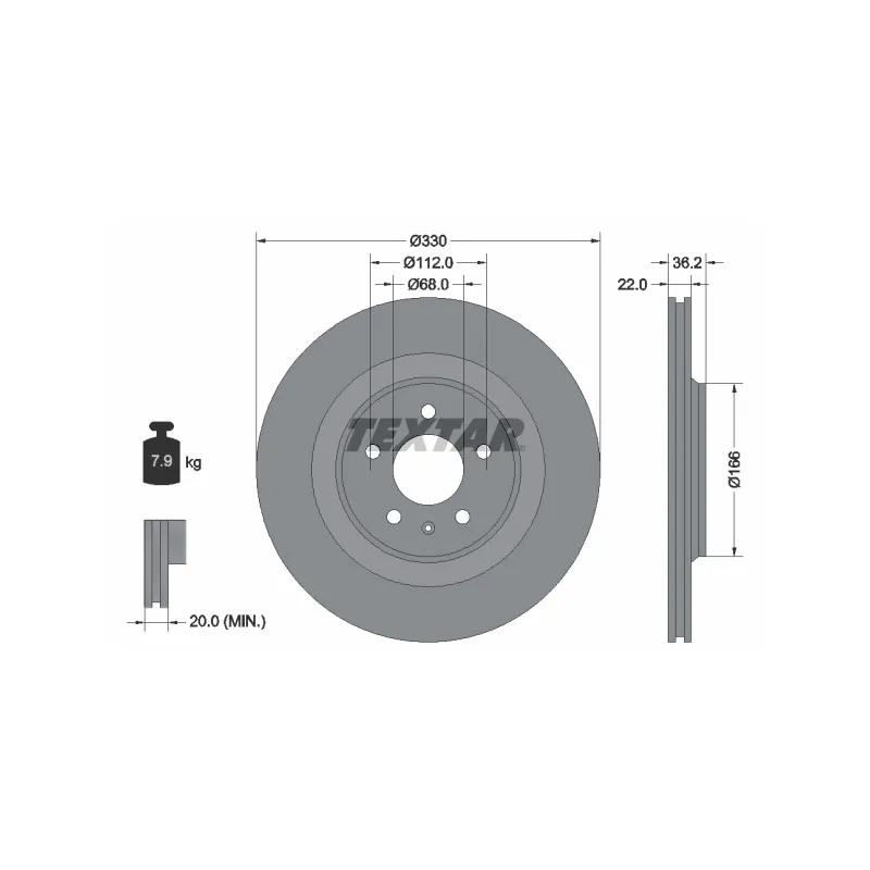Jeu de 2 disques de frein arrière TEXTAR 92160303