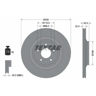 Jeu de 2 disques de frein arrière TEXTAR 92160403