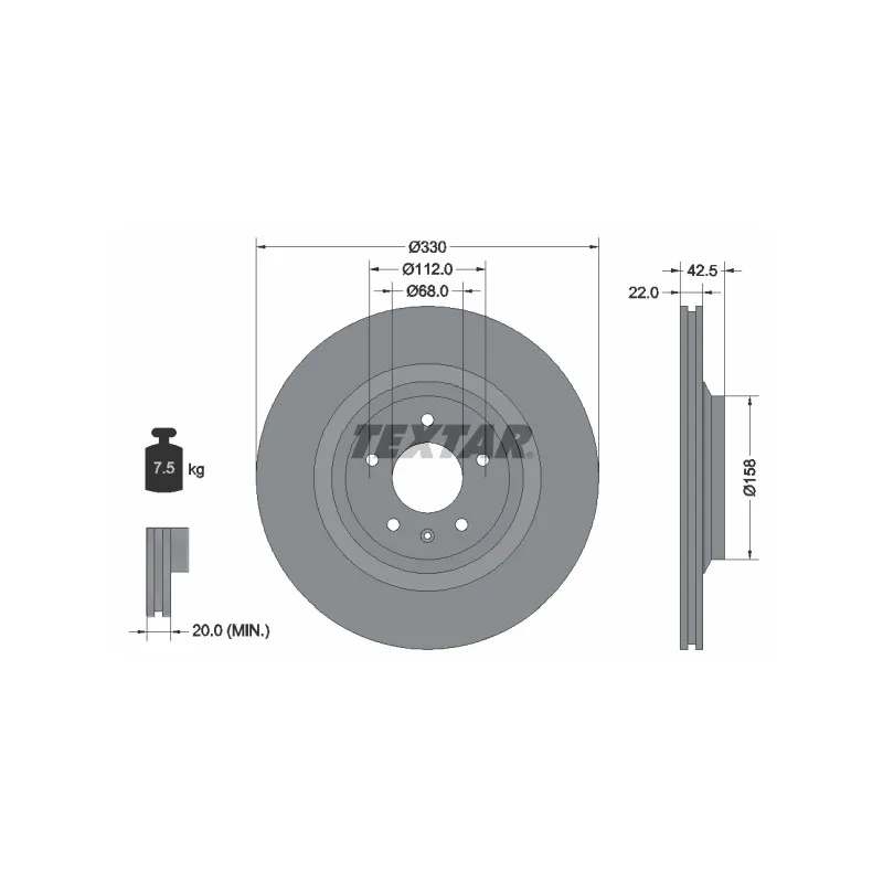 Jeu de 2 disques de frein arrière TEXTAR 92160403