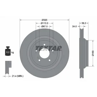 Jeu de 2 disques de frein arrière TEXTAR 92160705