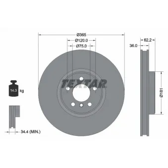 Jeu de 2 disques de frein avant TEXTAR 92161005