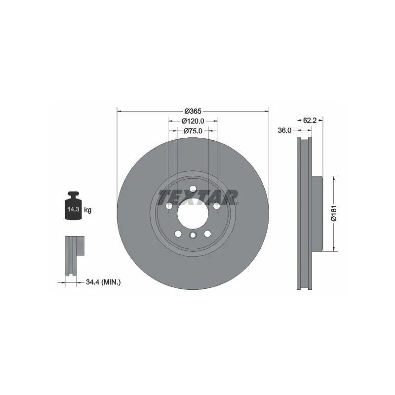 Jeu de 2 disques de frein avant TEXTAR 92161005