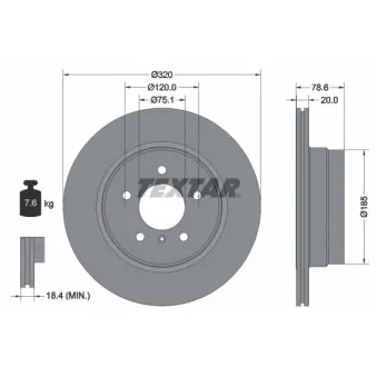 Jeu de 2 disques de frein arrière TEXTAR 92161103