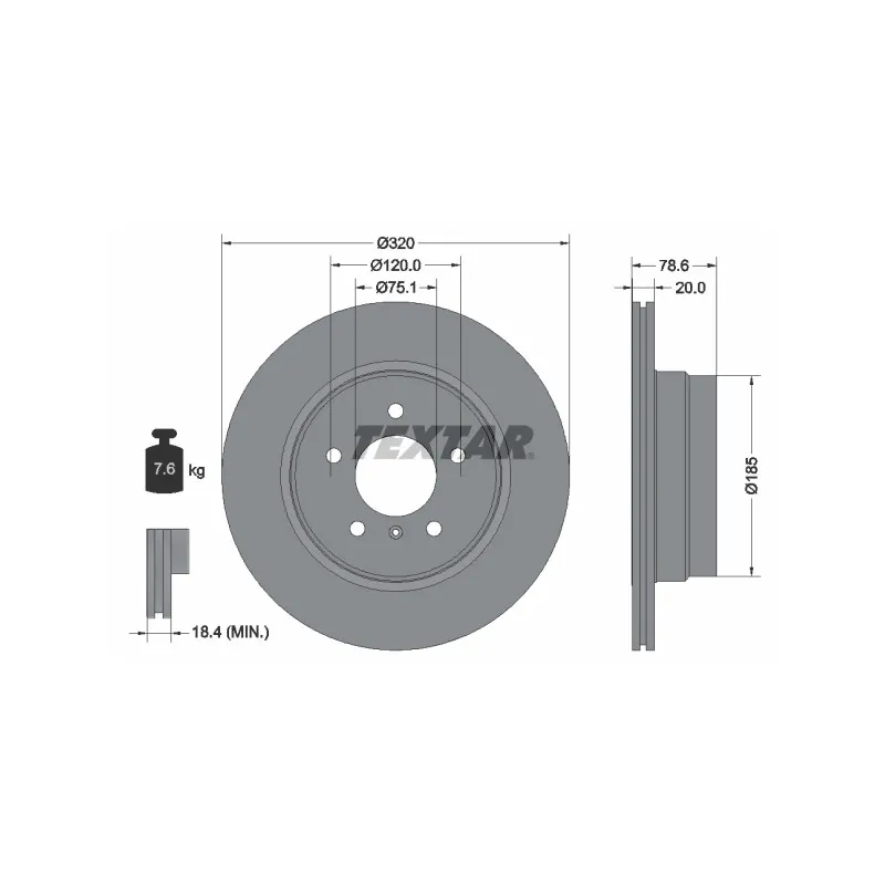 Jeu de 2 disques de frein arrière TEXTAR 92161103