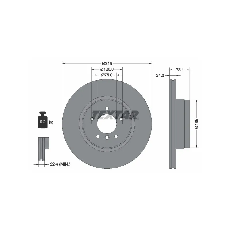 Jeu de 2 disques de frein arrière TEXTAR 92161205
