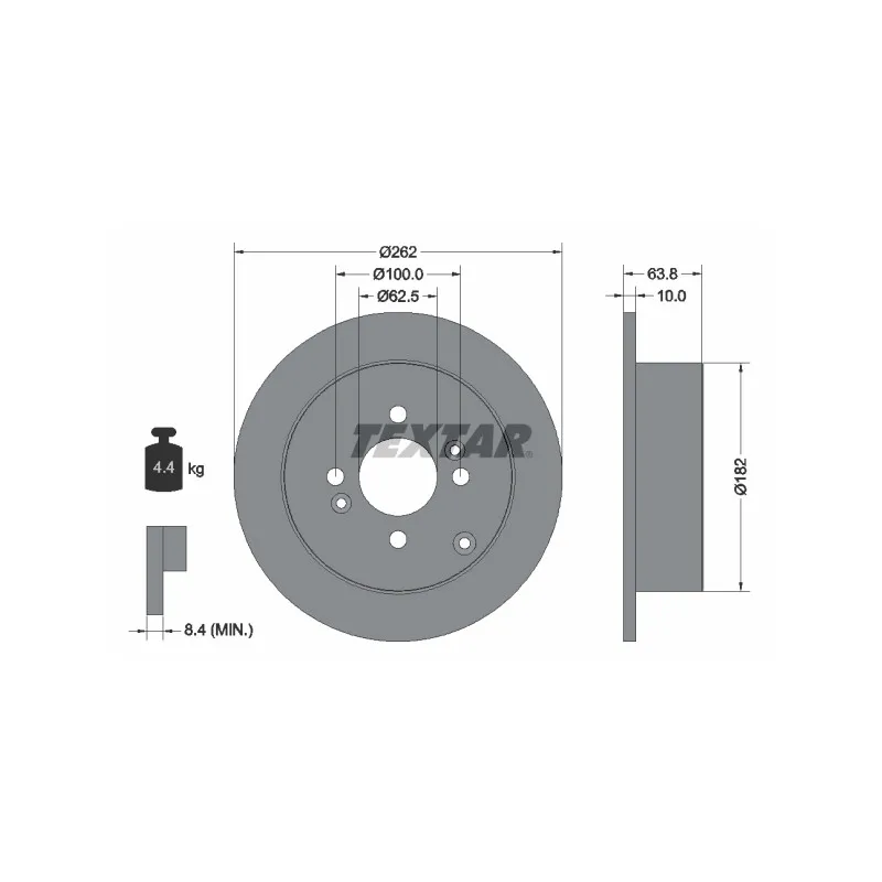 Jeu de 2 disques de frein arrière TEXTAR 92161303