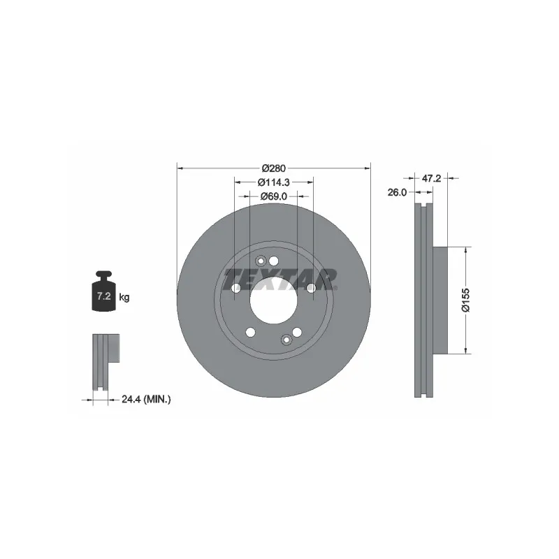 Jeu de 2 disques de frein avant TEXTAR 92161605