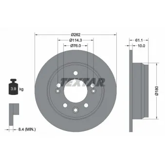 Jeu de 2 disques de frein arrière TEXTAR 92161703