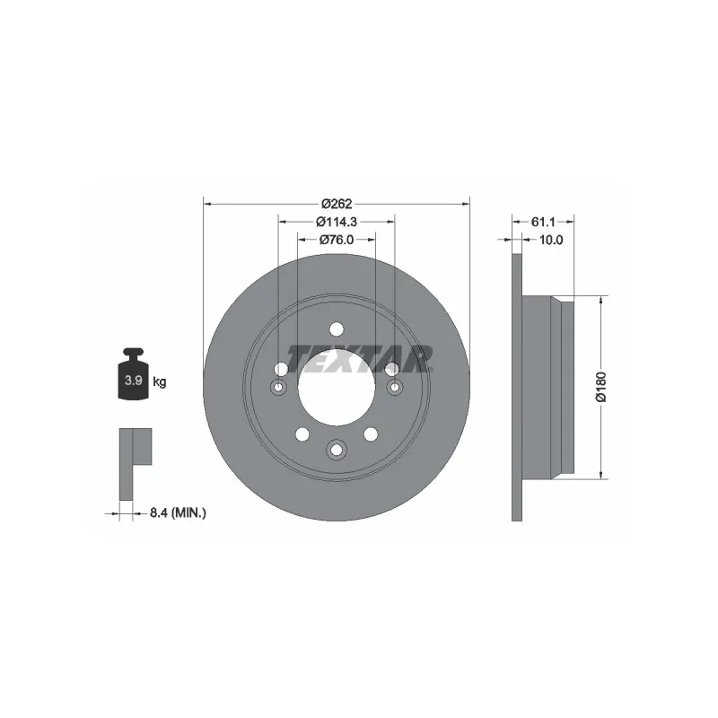 Jeu de 2 disques de frein arrière TEXTAR 92161703
