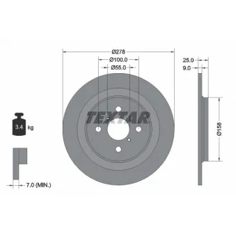 Jeu de 2 disques de frein arrière TEXTAR 92161903