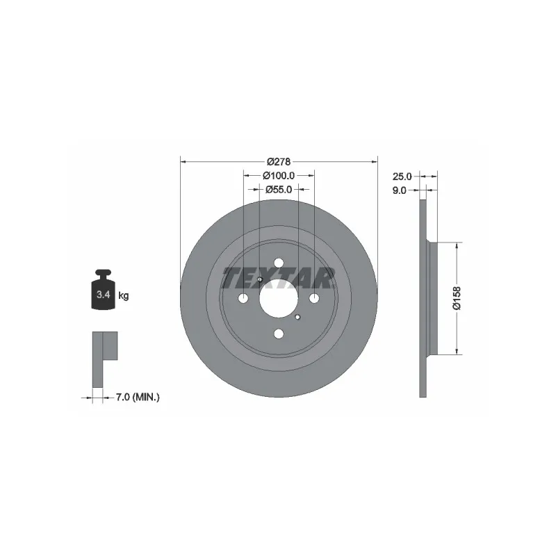 Jeu de 2 disques de frein arrière TEXTAR 92161903
