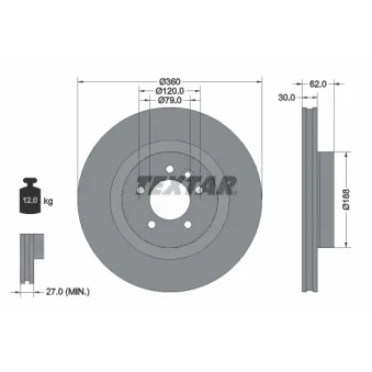 Jeu de 2 disques de frein avant TEXTAR 92162003