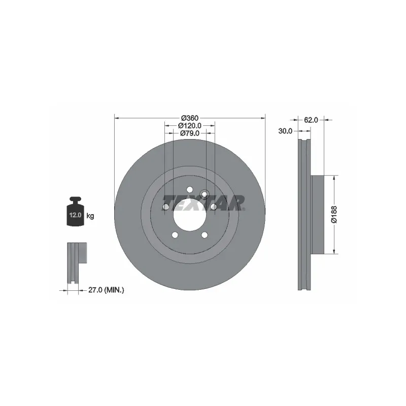 Jeu de 2 disques de frein avant TEXTAR 92162003
