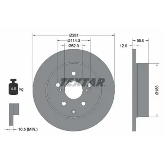Jeu de 2 disques de frein arrière TEXTAR 92162103