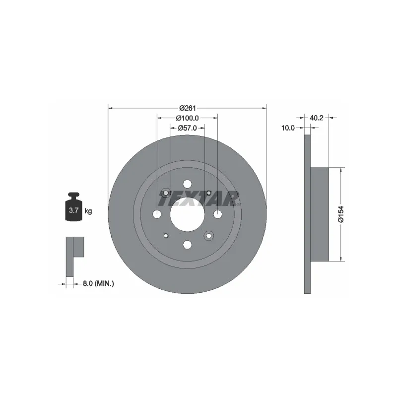 Jeu de 2 disques de frein arrière TEXTAR 92162200