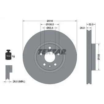 Jeu de 2 disques de frein avant TEXTAR 92162303