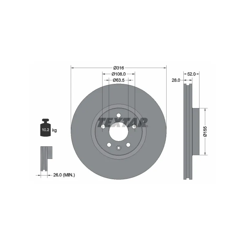 Jeu de 2 disques de frein avant TEXTAR 92162303