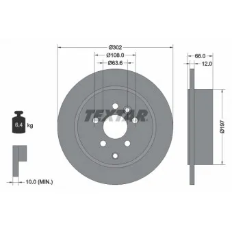 Jeu de 2 disques de frein arrière TEXTAR 92162703