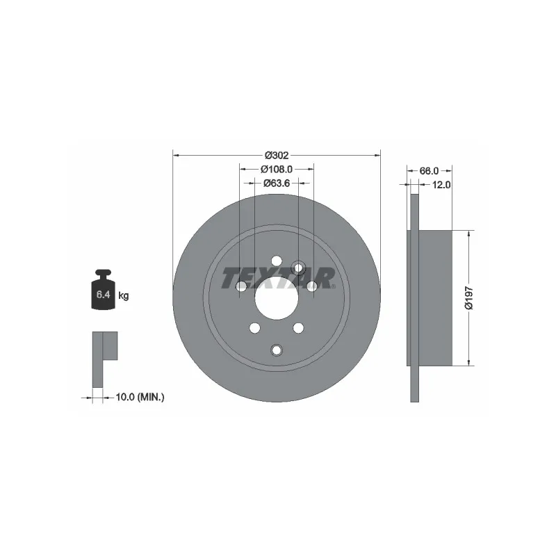 Jeu de 2 disques de frein arrière TEXTAR 92162703
