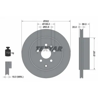 Jeu de 2 disques de frein arrière TEXTAR 92162803