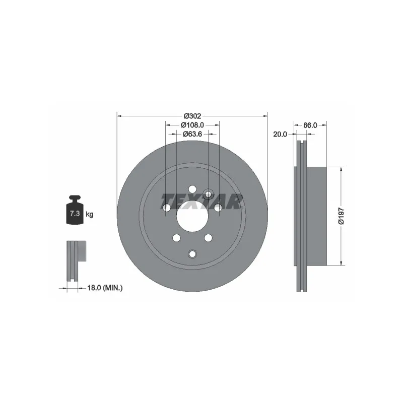 Jeu de 2 disques de frein arrière TEXTAR 92162803