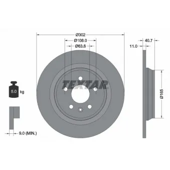 Jeu de 2 disques de frein arrière TEXTAR 92162903