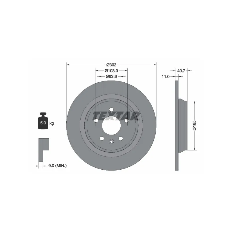 Jeu de 2 disques de frein arrière TEXTAR 92162903