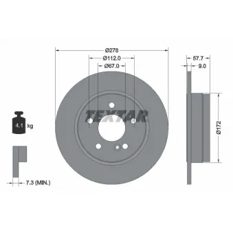 Jeu de 2 disques de frein arrière TEXTAR 92163103