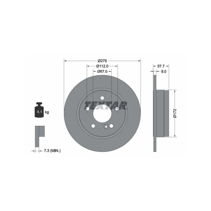 Jeu de 2 disques de frein arrière TEXTAR 92163103