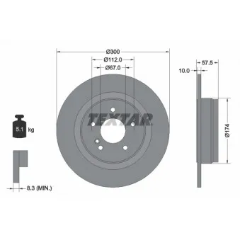 Jeu de 2 disques de frein arrière TEXTAR 92163303