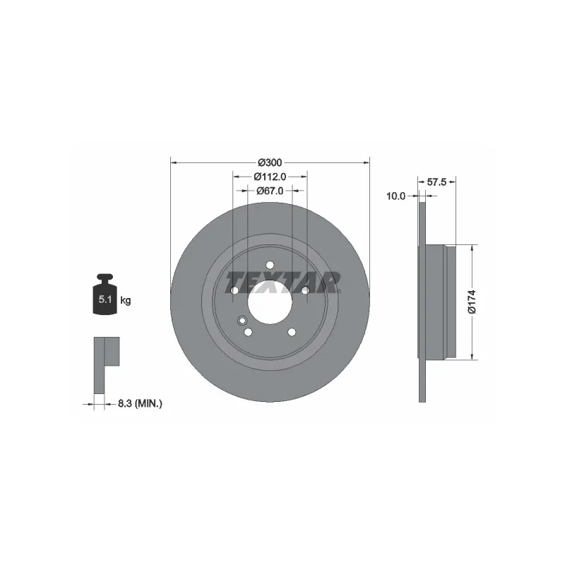 Jeu de 2 disques de frein arrière TEXTAR 92163303