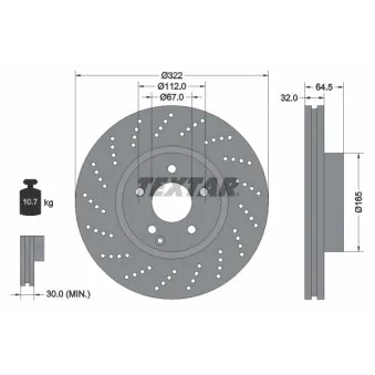 Jeu de 2 disques de frein avant TEXTAR 92163403