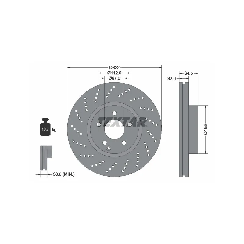 Jeu de 2 disques de frein avant TEXTAR 92163403