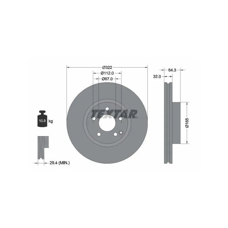 Jeu de 2 disques de frein avant TEXTAR 92163503